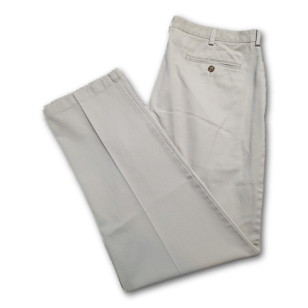 L.L.Bean Natural Fit Mens Pants Khaki 38x34 Chino Belt Loops Pockets 100% Cotton